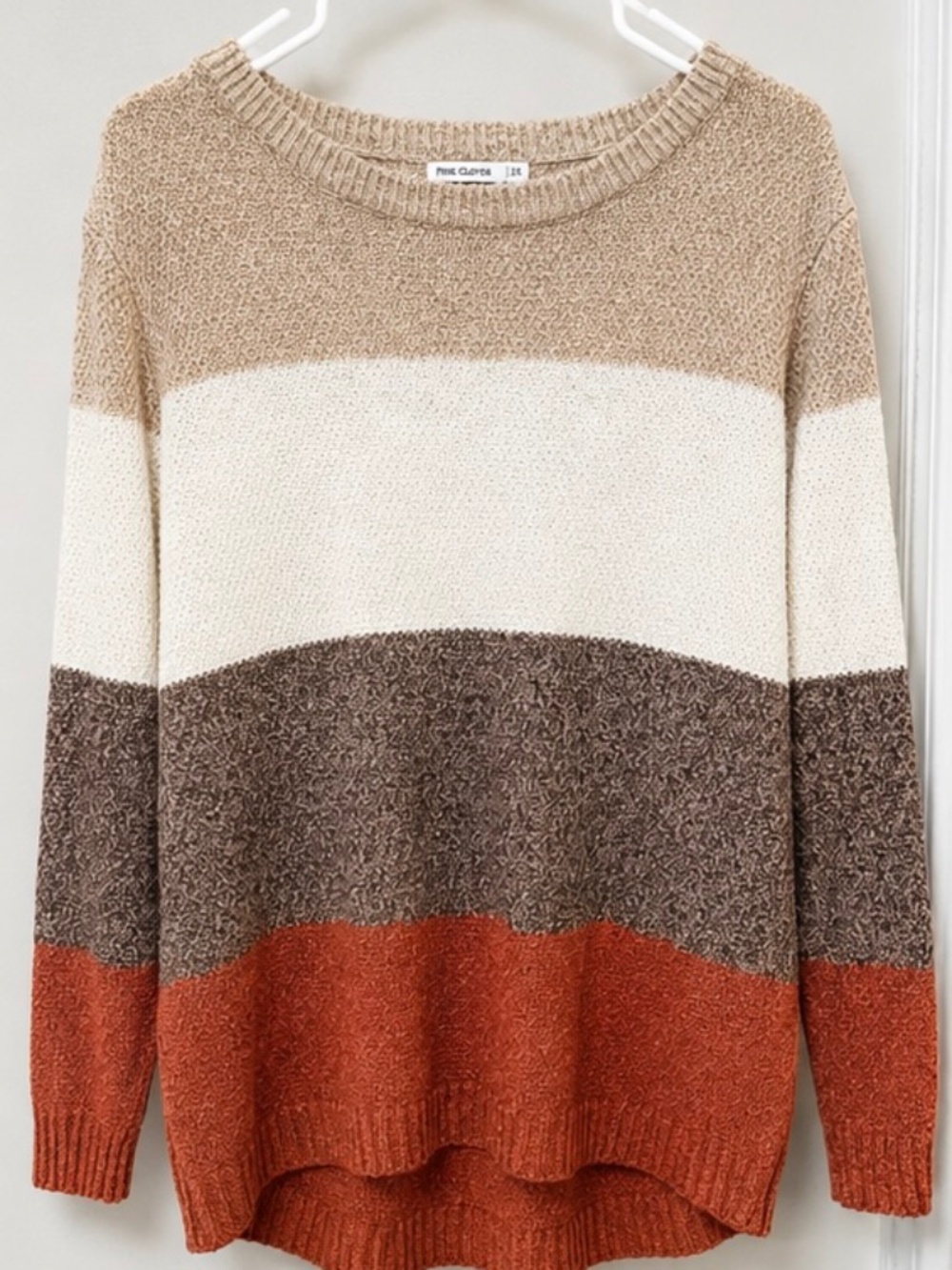 Pink Clover 2X Color-block Crew Neck Sweater